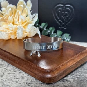 Army Mom Sandblasted Engraving Cuff Bracelet