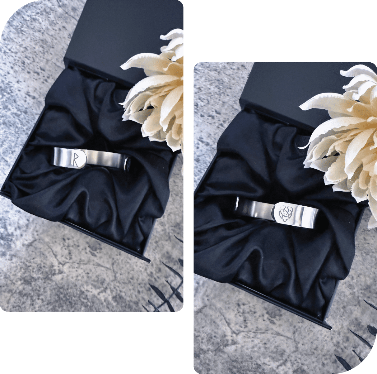 Army Mom Silver Cuff Bracelets in Black Box